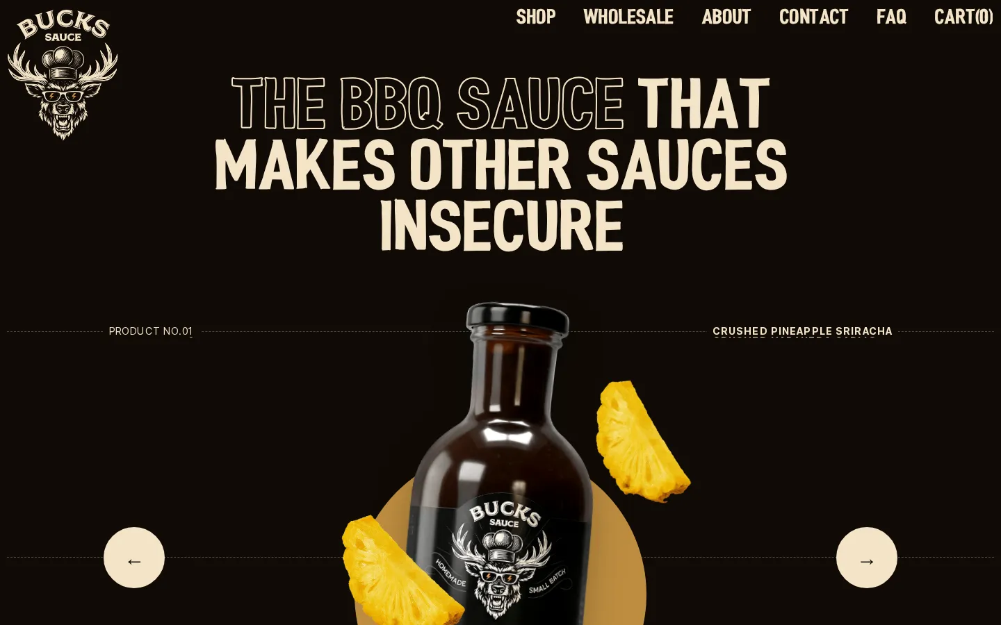 Bucks Sauce homepage for small-batch barbecue sauces