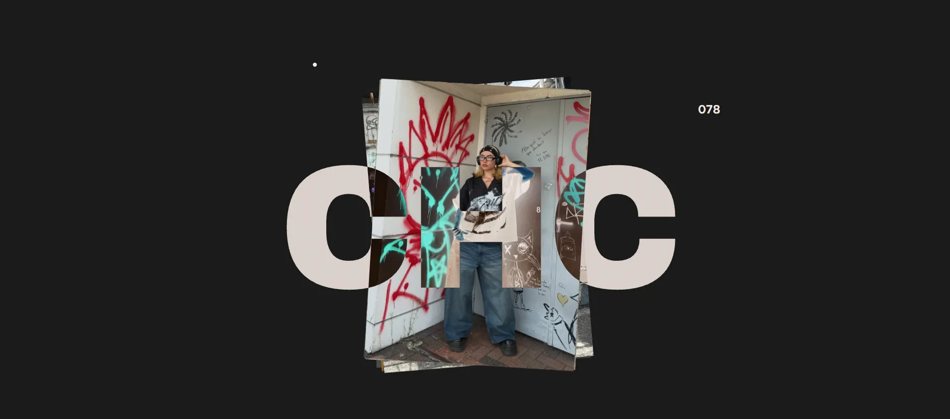 CHC Studios wordmark hero with a model photo inset into the lettering