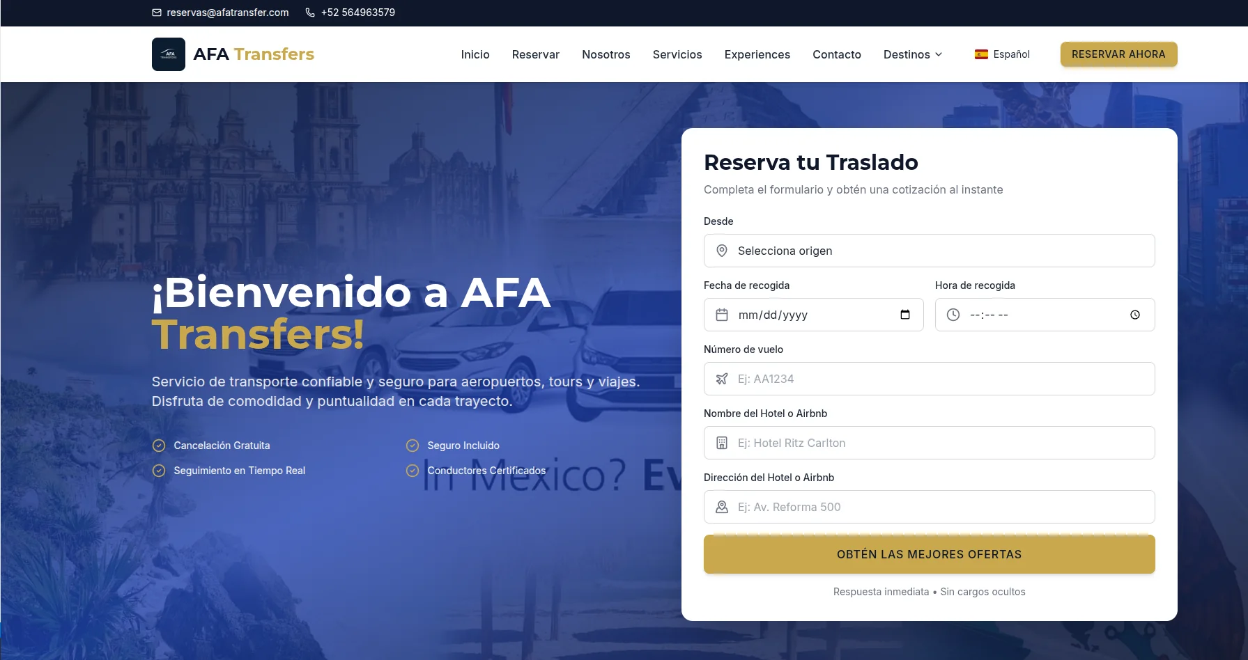 AFA Transfers booking platform