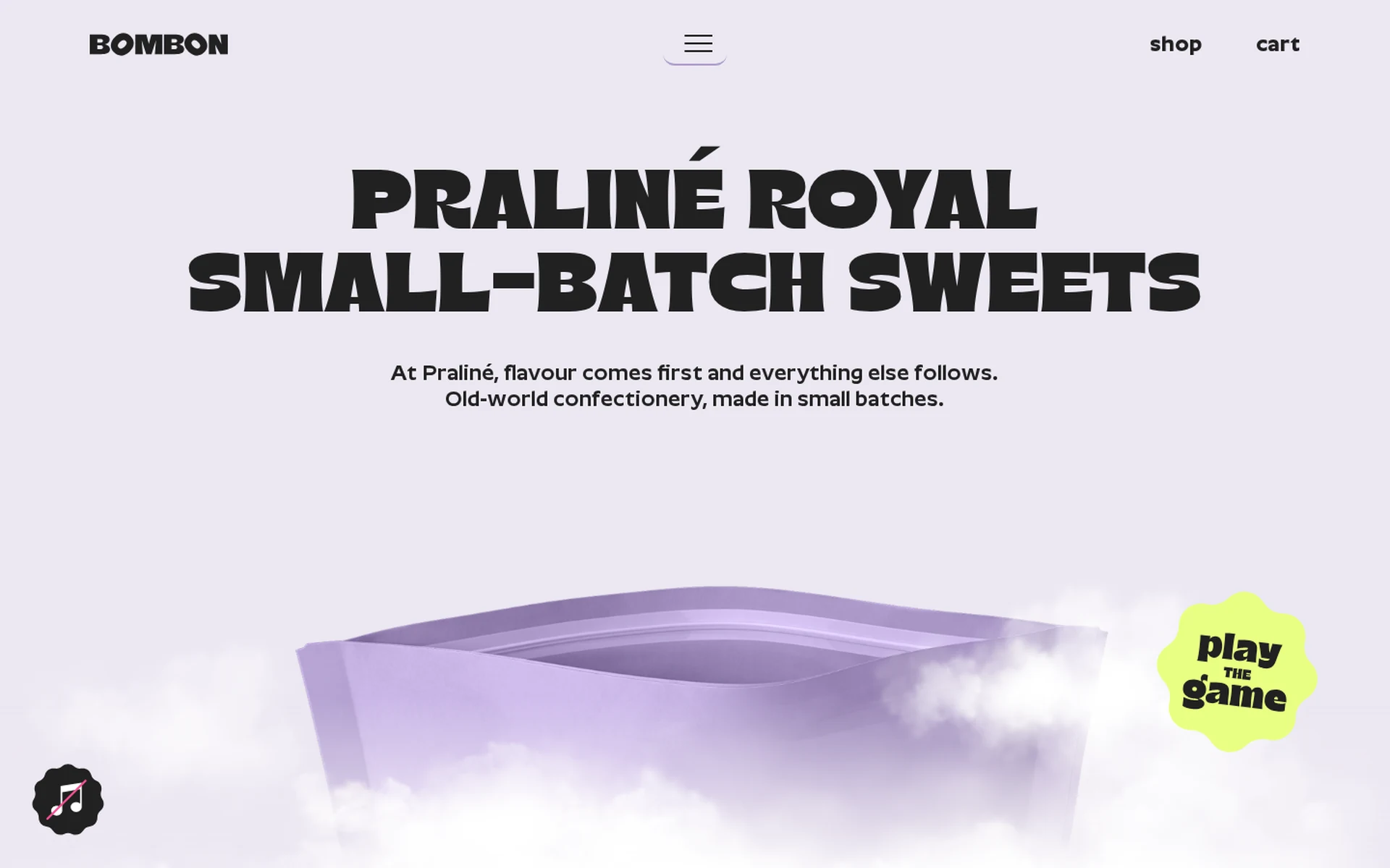 Praliné store home page for candy collections